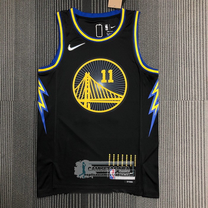 Camiseta Golden State Warriors Klay Thompson NO 11 Ciudad 2021-22 Negro